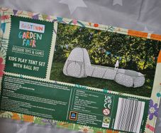 Kids play tent, tunnel and ball pit with balls