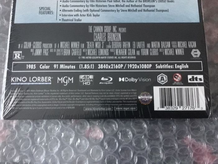 Death Wish 3 Sealed  4K Dolby Vision Slipcover Charles Bronson