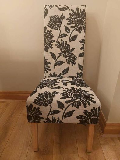 8 Black & White Fabric Dining Chairs
