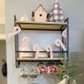 Industrial Wine Rack 2-Tiers Wall Mounted Bar Shelves Home Wine Storage Racks with 5 Glasses Holder Hanging Rustic Wine Holder Wine Display Shelf for Kitchen, Dining Room, Pantry, Cabinet Image 3