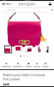 Ralph lauren addie crossbody bag pink leather