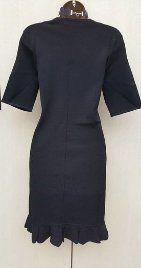 New With Tags Karen Millen Black Frill Hem Tunic Knit Mini Jumper Dress