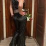 70s black glitter jumpsuit V-neck Disco Diva, size 10-12 Image 3