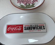 Major Clearance- A bundle- Judy Greene, Coco Cola Plate, Carnival Vintage Glass, Portmeirion Oil / Vinegar Bottle, Sophie Allport Fine Bone China  Bone China Spoon Rest, Olive Oil bottle, Wedgewood Saucer, Delrio Salado Hand Painted Napkin Holder