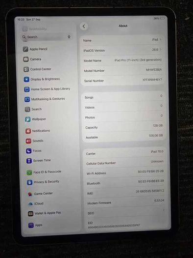 Apple iPad Pro 11-inch 3rd Gen 128GB - Space Grey