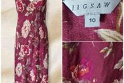 Vintage Y2K floral linen midi dress Made in UK by Jigsaw size 8-10