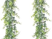 2 Pcs Artificial Eucalyptus Garland Faux Eucalyptus Leaves Vines Handmade Plastic Garland Greenery Hanging Plant Wedding Arch Wall Table Party Decor