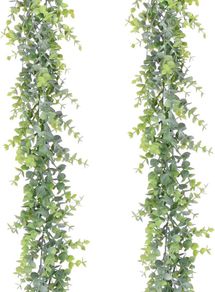 2 Pcs Artificial Eucalyptus Garland Faux Eucalyptus Leaves Vines Handmade Plastic Garland Greenery Hanging Plant Wedding Arch Wall Table Party Decor