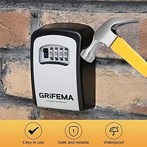 Key Safe Wall Mounted, Large Capacity Key Lock Box Outdoor,Waterproof Key Safe Box with 4 Digit Combination, Key Lock Cabinet for Spare House Keys, With Slide Cover, Gray, Medium Size