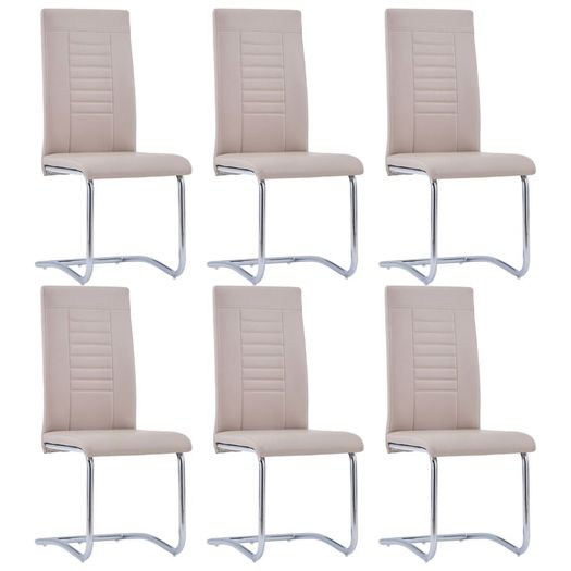 Cantilever Dining Chairs 6 pcs Cappuccino Faux Leather