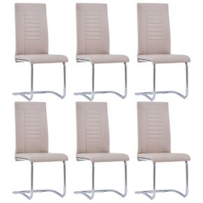 Cantilever Dining Chairs 6 pcs Cappuccino Faux Leather