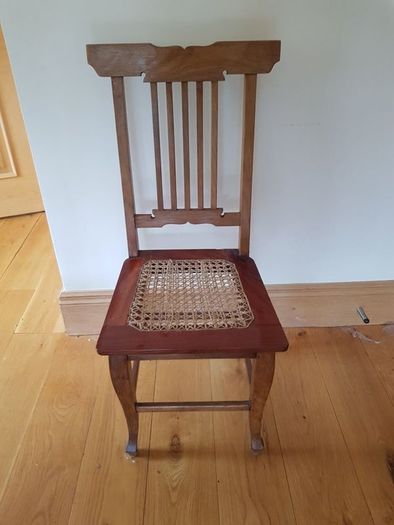 Antique Vintage Chair with Rattan Woven Seat Pad