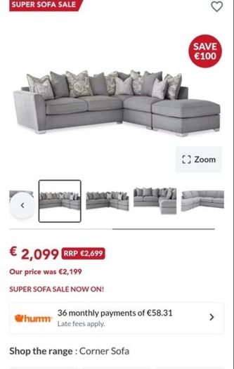 Grey Harvey norman corner sofa with matching footstool