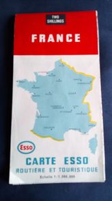 Vintage Esso Road Map of France 1960's.