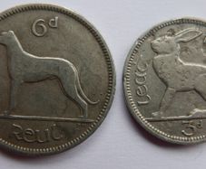 Vintage Irish Sixpence 1928 and 3 Pence 1933