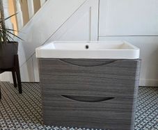 wall hung bathroom cabinet and sink
