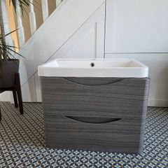 wall hung bathroom cabinet and sink