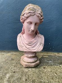 Large Vintage reconstituted stone Greek lady bust