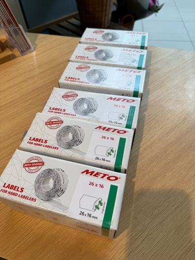 Meto Price Gun Labels 26x16mm - 6 Boxes (Unused)