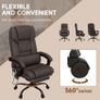 6-Point Massage Office Chair, PU Leather Desk Chair with Adjustable Height and Footrest for Home Office, Brown Image 6
