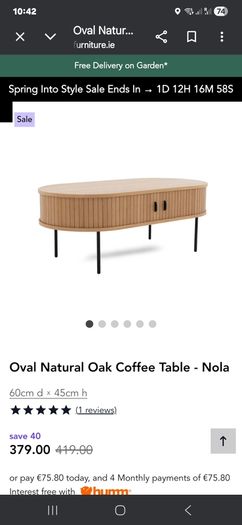 Oval Natural Oak Coffee Table