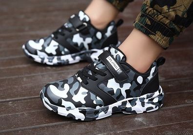 White-camo kids shoes - SPORT runners - trainers sneakers - Nike style - UK3 / EUR38