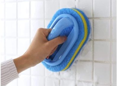 Cleaning Brush for Bathroom Kitchen Bathtube Toilet All Purpose Sponge Brush with Ergonomic Handle