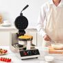 Commercial Belgian Waffle Maker 1300W Round Stainless Steel Image 2