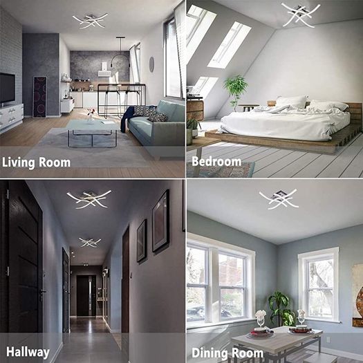 LED Ceiling Light, Elegant Curved Design Ceiling Lights, 4 Built-in LED Boards, 28W Cool White Light 6000K,Modern Ceiling Fixture for Living Rooms, Bedroom, Kitchen Hallway and Bedroom,2000 Lumens (FREE POSTAGE)