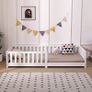 Children's Bed with Fall Protection Including Slatted Frame, 90 x 200 cm, White, Solid Pine Wood (White, 90 x 200 cm), Kindebett 80x160 90x200 Image 5