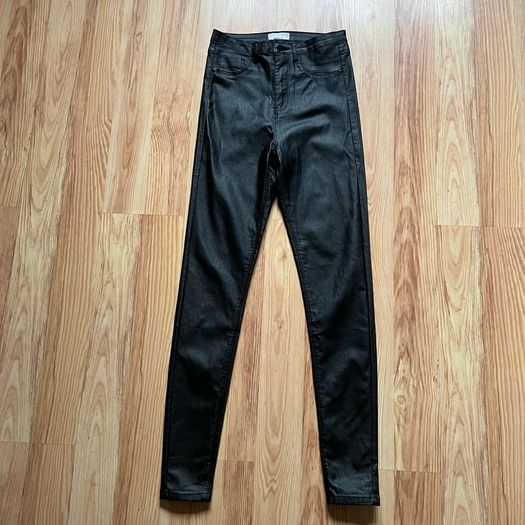 QUIZ Black Faux Leather Skinny Jeans, NEW size 6