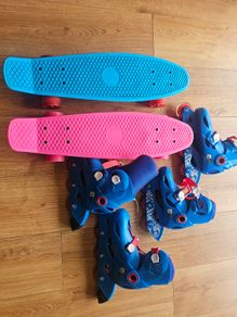 Roller blades x 2 and skate boards x 2,very good condition