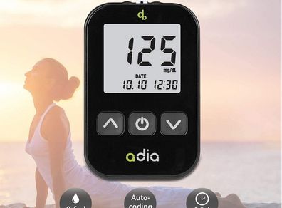 Adia Glucose Monitor with 100 Blood Test Strips