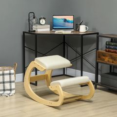 Ergonomic Rocking Knee Stool for Home Office, to Improve Posture, Cream