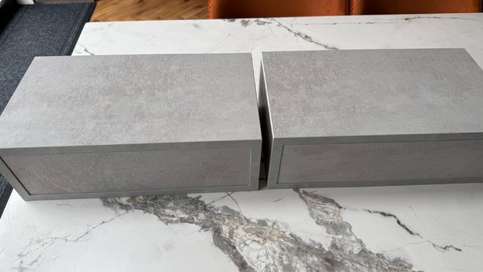 2 Grey Concrete Effect Floating Bedside Tables