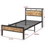 Single Bed Frame with Wooden Storage Shelf Headboard, Metal Image 2