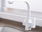 Square 3 Way Faucet Brass White