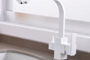 Square 3 Way Faucet Brass White