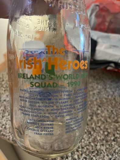 3 vintage 1990 World Cup milk bottles