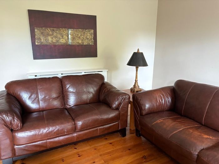Luxury brown leather sofa set - 3 seater, 2 seater& Armchair.