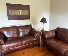 Luxury brown leather sofa set - 3 seater, 2 seater& Armchair.