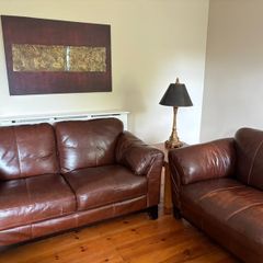 Luxury brown leather sofa set - 3 seater, 2 seater& Armchair.