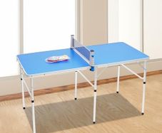 Table Tennis Table Foldable Indoor Ping Pong Table Blue 152 x 76 cm Portable Table Tennis Table with Net 6 Holders and 3 Reinforced Stabilisation Rods Multifunctional It Can Also Be Used as a Dining