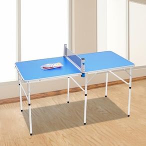 Table Tennis Table Foldable Indoor Ping Pong Table Blue 152 x 76 cm Portable Table Tennis Table with Net 6 Holders and 3 Reinforced Stabilisation Rods Multifunctional It Can Also Be Used as a Dining