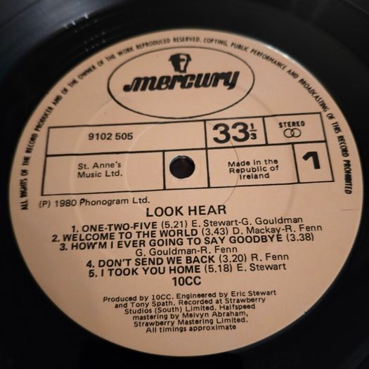 10cc- Look Hear Irish pressing