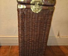 Vintage Wicker and Brass Square Basket