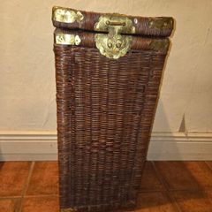 Vintage Wicker and Brass Square Basket