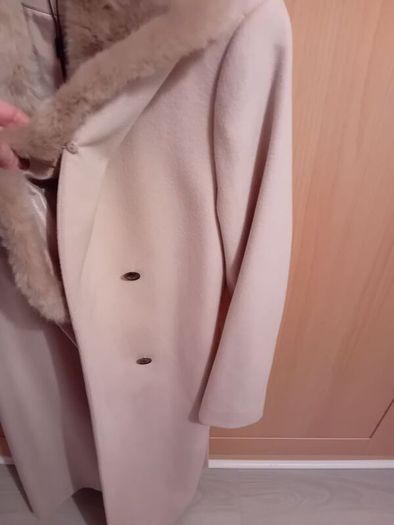 Reiss Long Wool Coat - Removable Faux Fur Collar - UK 10 BNWT RRP 475