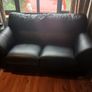 2seater black leather sofa Image 2