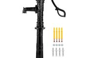 Hand Water Pump w/ Stand, 15.7 x 9.4 x 53.1 inch Pitcher Pump &amp; 26 inch Pump Stand w/ Pre-set 1/2" Holes for Easy Installation, Rustic Cast Iron Well Pump for Yard, Garden,